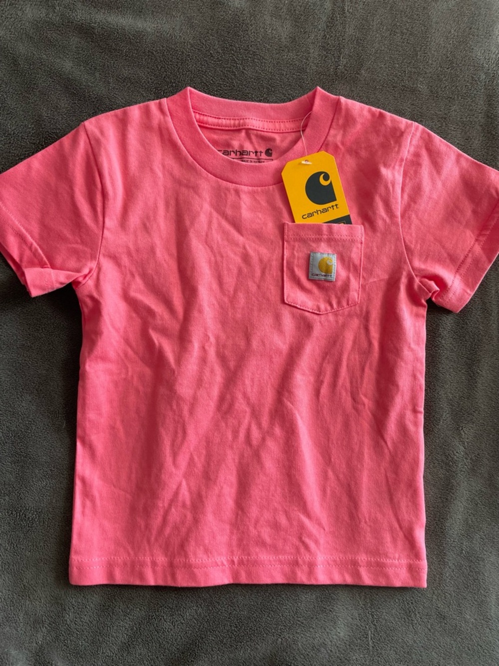 Carhartt Kids' Pink Short-Sleeve Pocket T-Shirt NWT Size 2T 100% Cotton Jersey